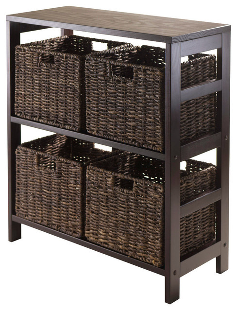5pc Storage 2-Sect Shelf with 4 Small Baskets