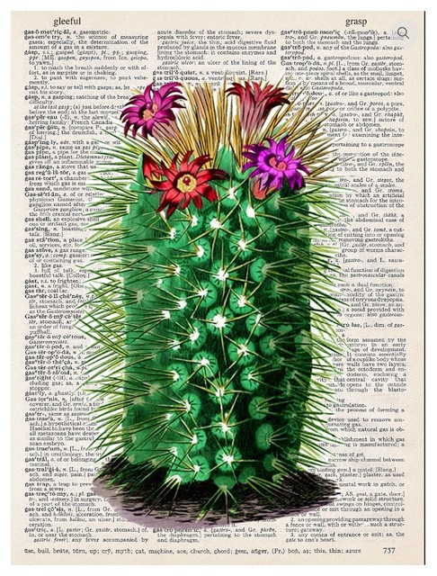 Art N Wordz Tall Cactus Dictionary Page Pop Art Print Poster Southwestern Prints And Posters By Whinycat Houzz