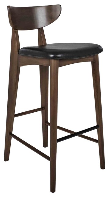 Dane Brown Teak Bar Stools, Set of 2
