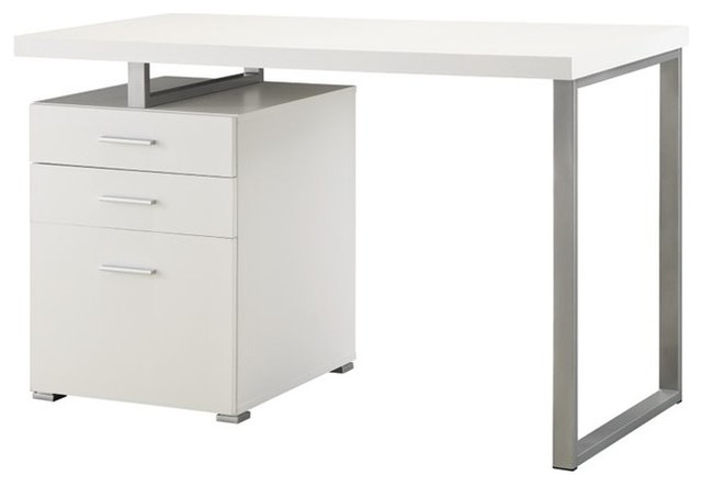 Coaster Computer Desk In White Finish 800325 Contemporary Desks Coaster Computer Desk In White Finish 800325