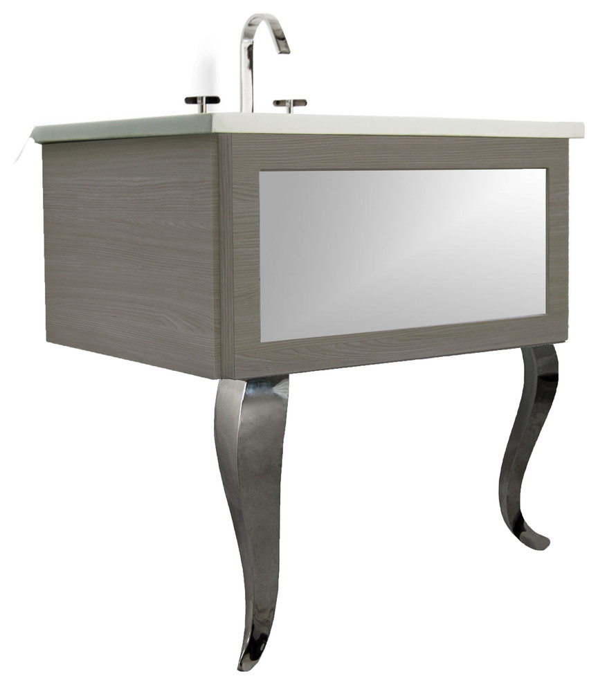 Bathroom Vanity, Silver Mirror Insert Contemporary Bathroom Vanities And Sink Consoles by