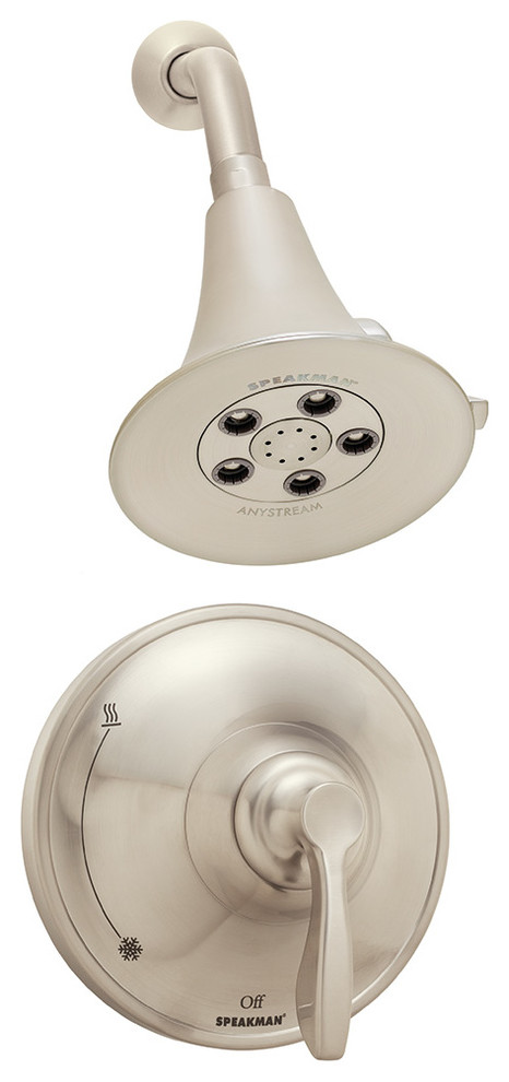 Chelsea Collection Shower System With Non Diverter Valve, Brushed Nickel