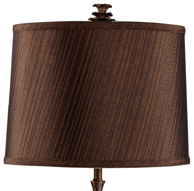 27" Bronze Bedside Table Lamp With Brown Shade - Contemporary - Table ...
