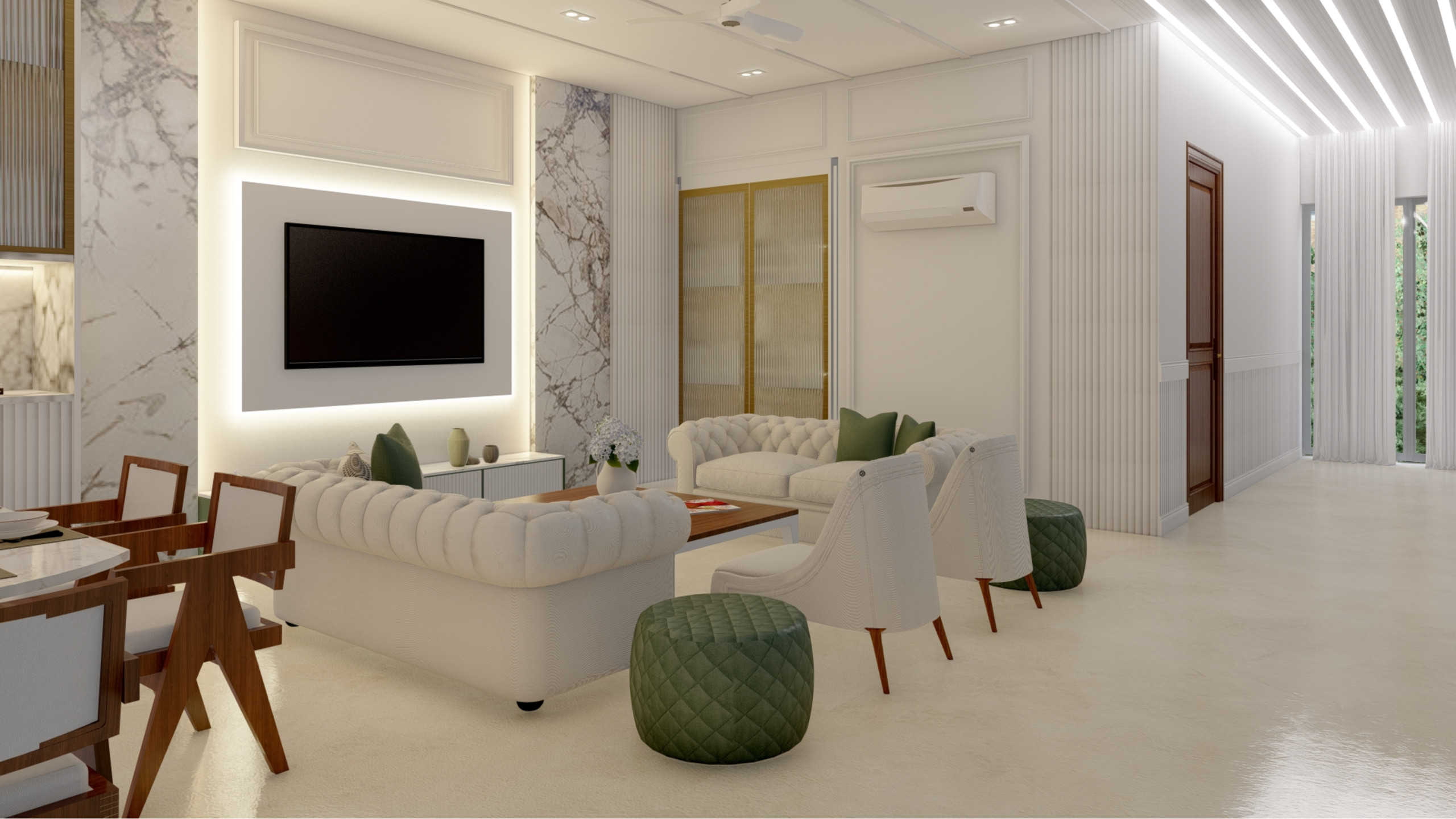 Chic Contemporary Living and Dining Room in St Albans