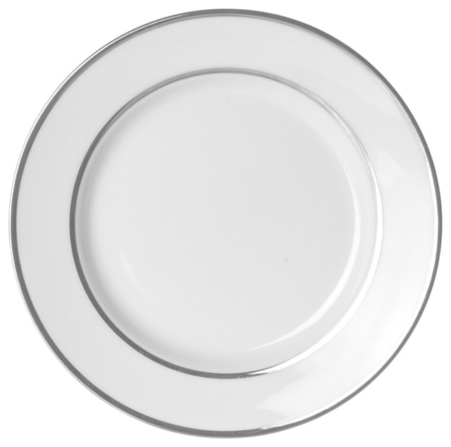 Double Line Salad and Dessert Plates, Set of 6, Silver
