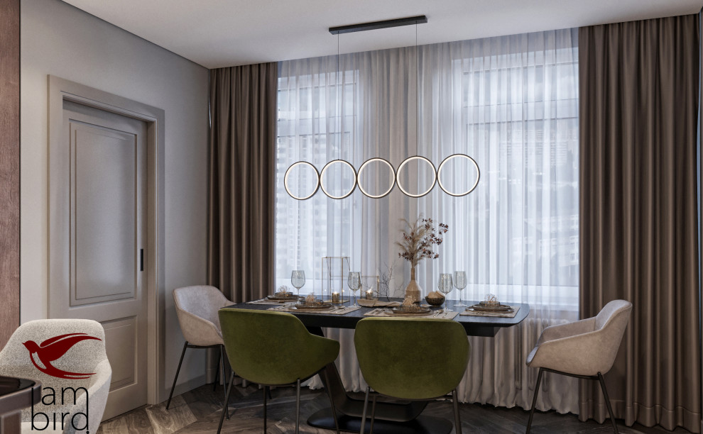 Натуральные оттенки в интерьере квартиры в ЖК "Лефорт" 130 кв.м