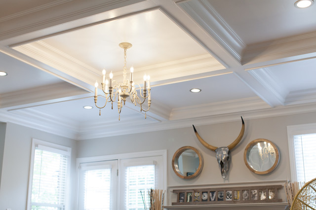 Coffered Ceiling And Bonus Room Contemporary Living Room