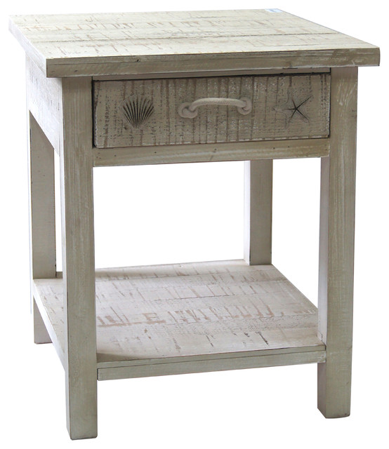 Seaside White Coastal End Table Beach Style Side Tables And End