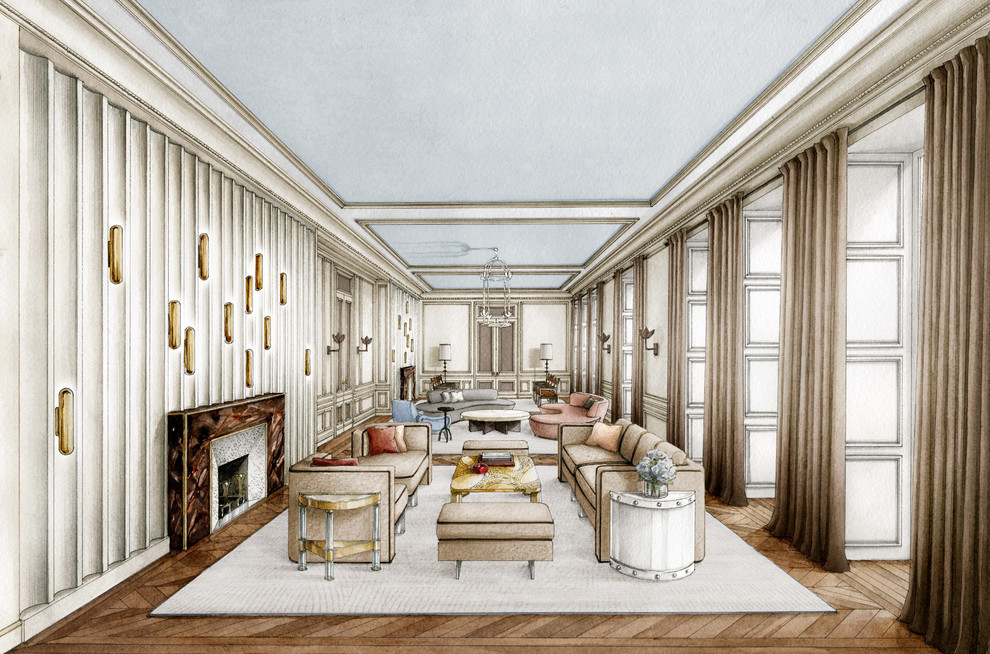 Эскизы интерьера для проекта дизайнера Анастасии Трубкиной