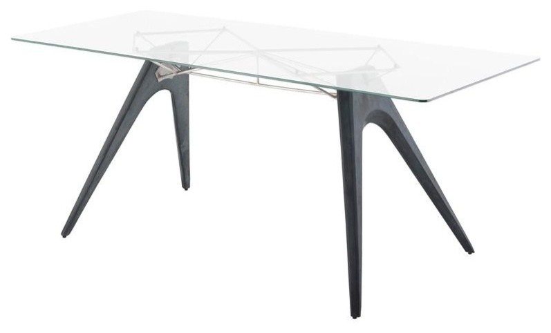 Bold Glass Top Executive Desk With Cement Base 86 Midcentury
