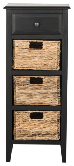 Femi Drawer Side Table Distressed Black - Transitional - Side Tables ...