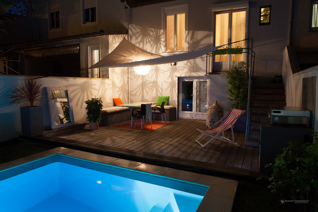 Terrasse avec piscine contemporaneo-piscina
