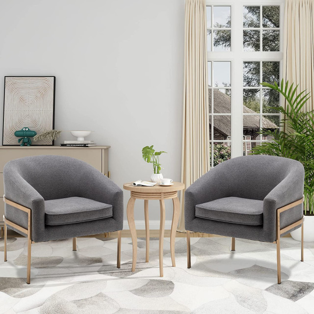 Accent Arm Chair Upholstered Set of 2 Contemporary Armchairs And