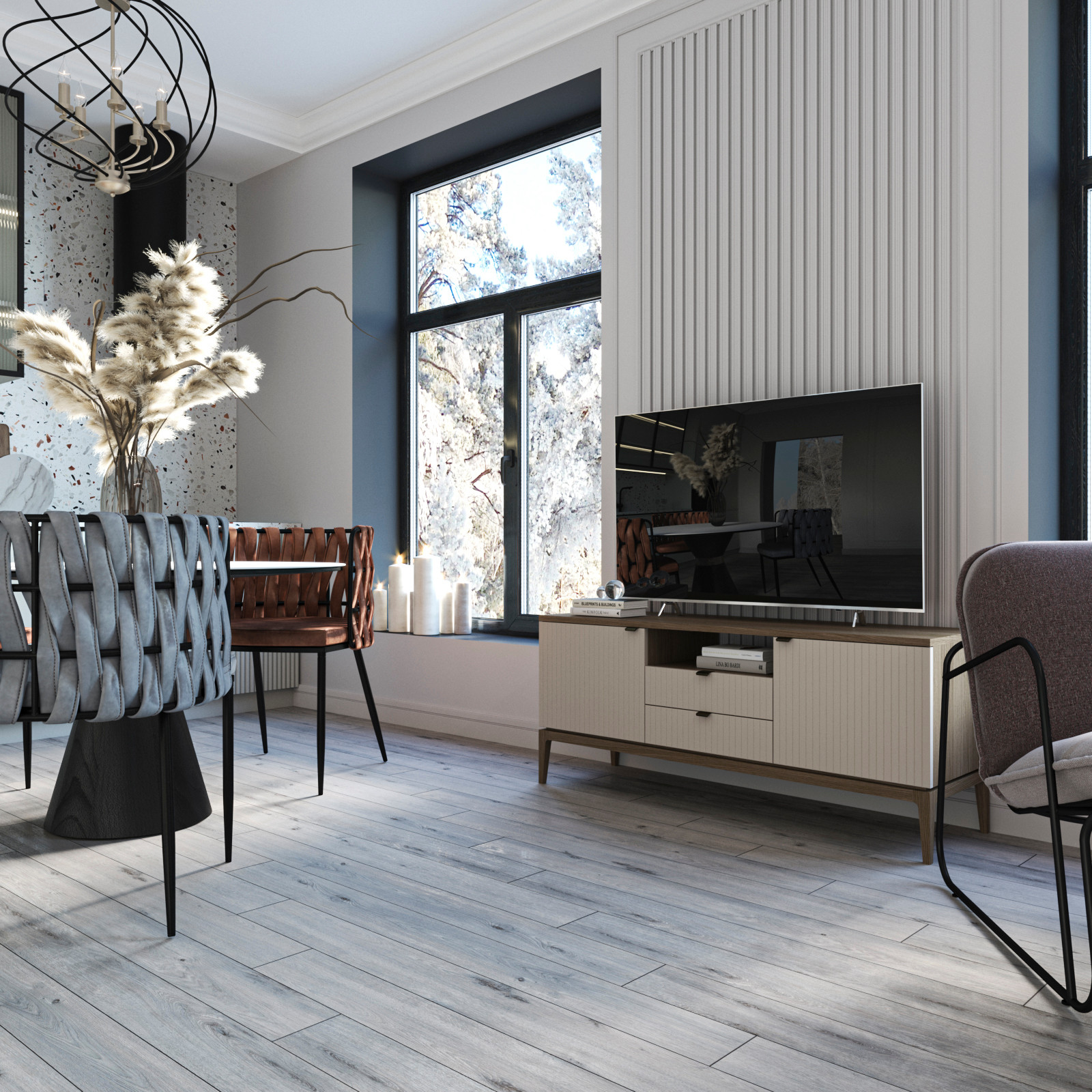 Проект квартиры-студии в стиле минимализм.