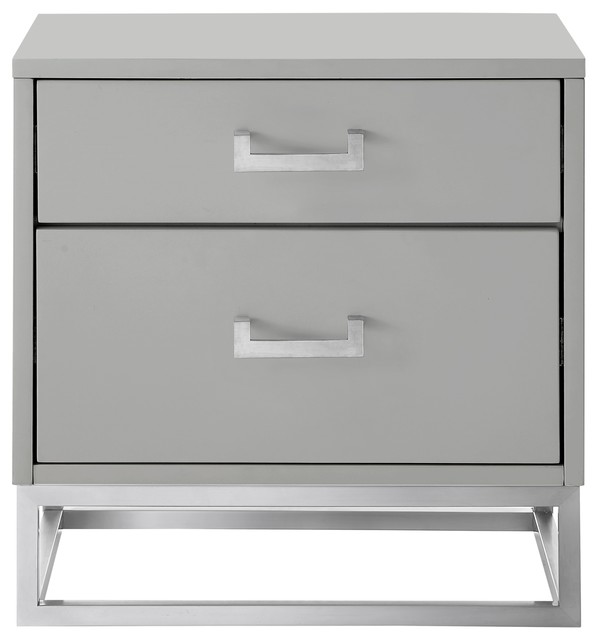 Nicole Miller Lennon Nightstand Metal Handle and Base Contemporary Nightstands And Bedside