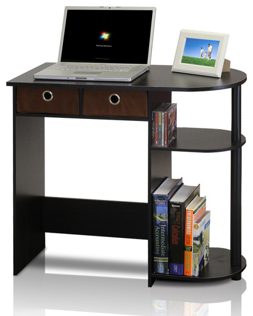 Go Green Home Laptop Notebook Computer Desk/Table, Espresso/Black/Brown
