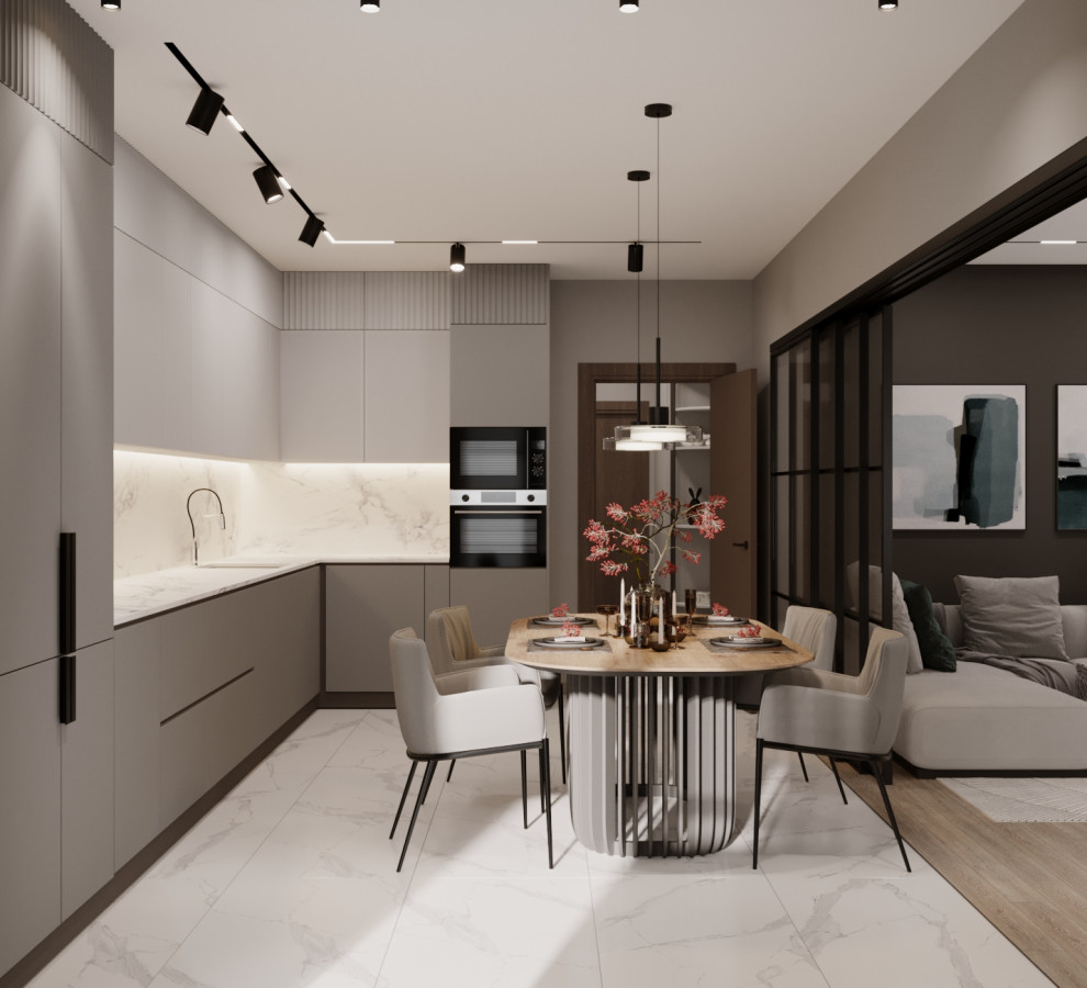 Современный минималистичный дизайн интерьера для молодой пары