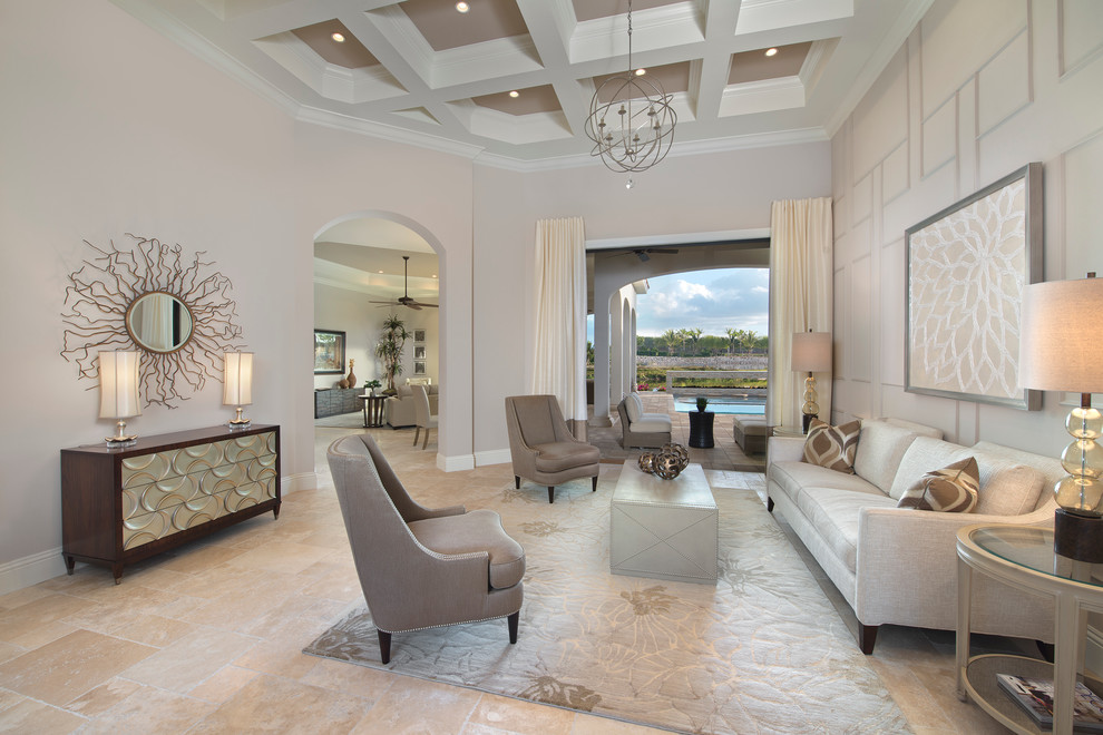 Design ideas for a mediterranean formal enclosed living room in Miami.