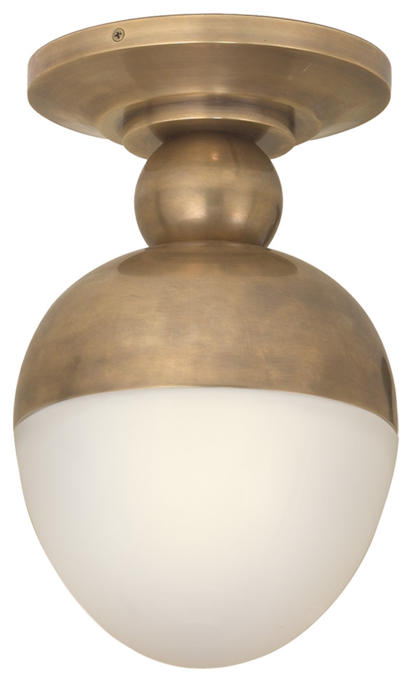 Clark Flush Mount in Hand-Rubbed Antique Brass with White Glass