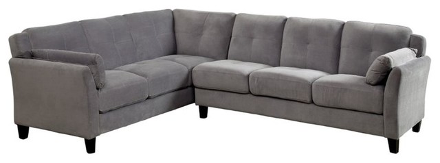 Furniture of America Willa Contemporary Tufted Fabric Sectional in Gray
