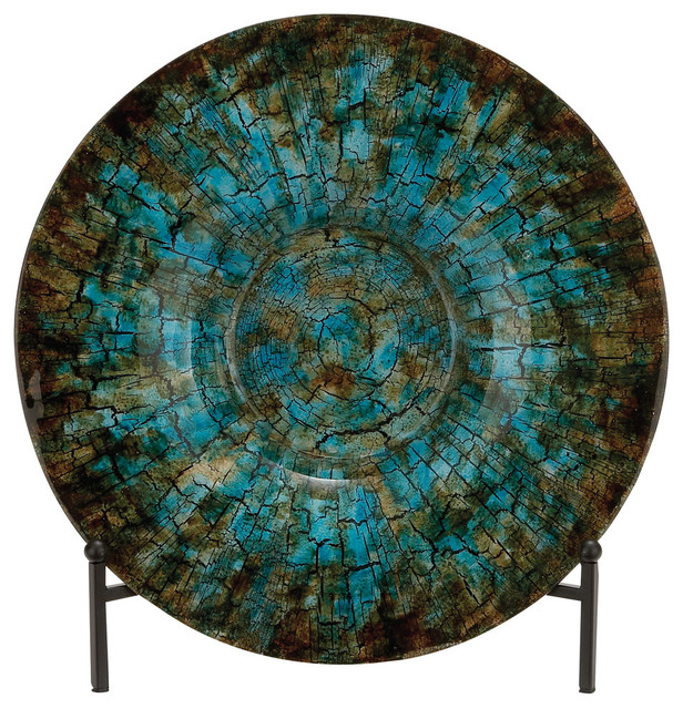 Contemporary Decorative Glass Plate With Easel Stand Contemporary