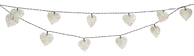 Valenti LED Solar Powered Outdoor Rattan Heart String Lights with 20 White Light