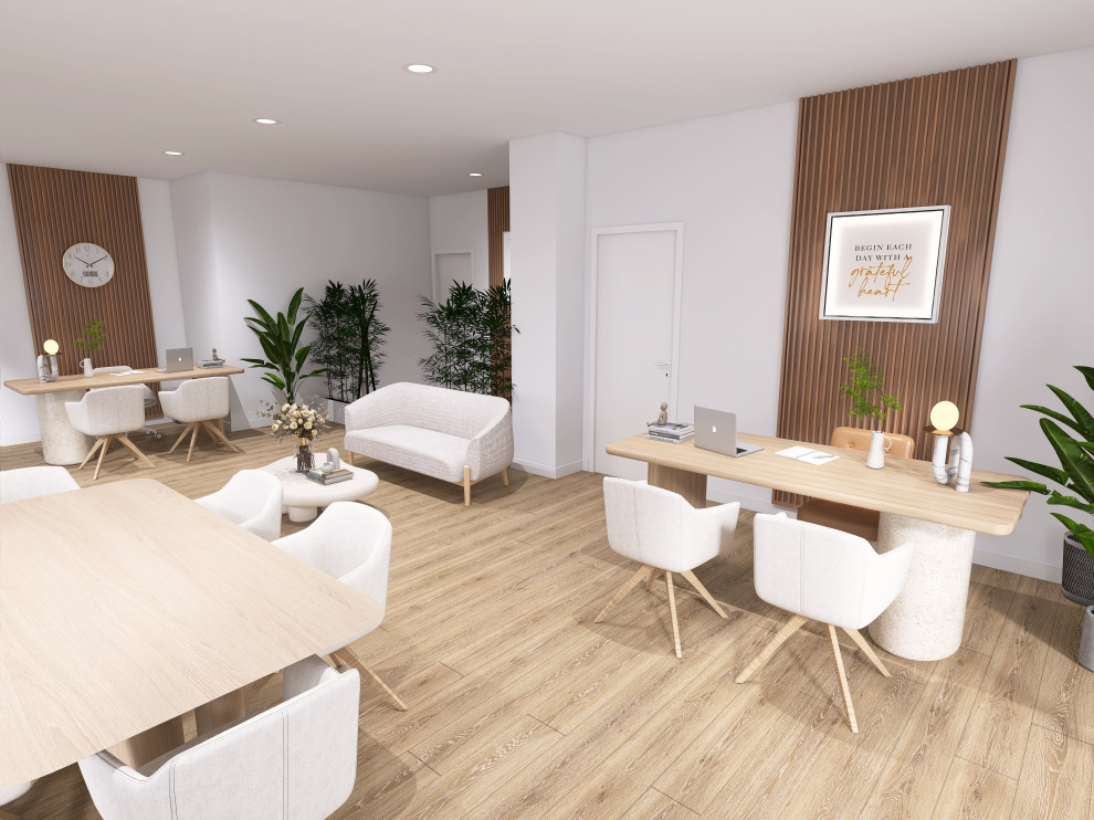 Zona de trabajo con doble puesto en oficina inmobiliaria