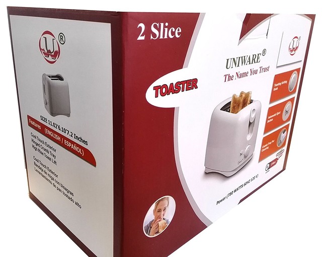 Unistar Toaster Uniware 8711WH Two Slice Wide Slots Toaster, 750 Watts, Cool Touch ...