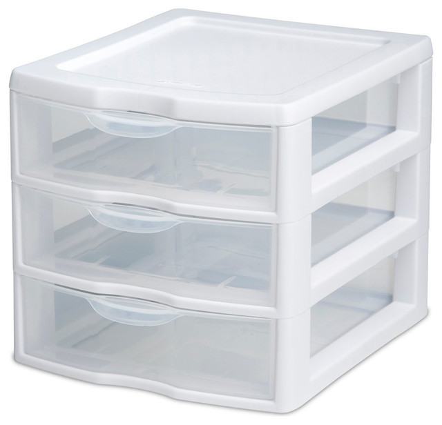 Sterilite 3 Drawer Clear Mini Unit Contemporary Storage