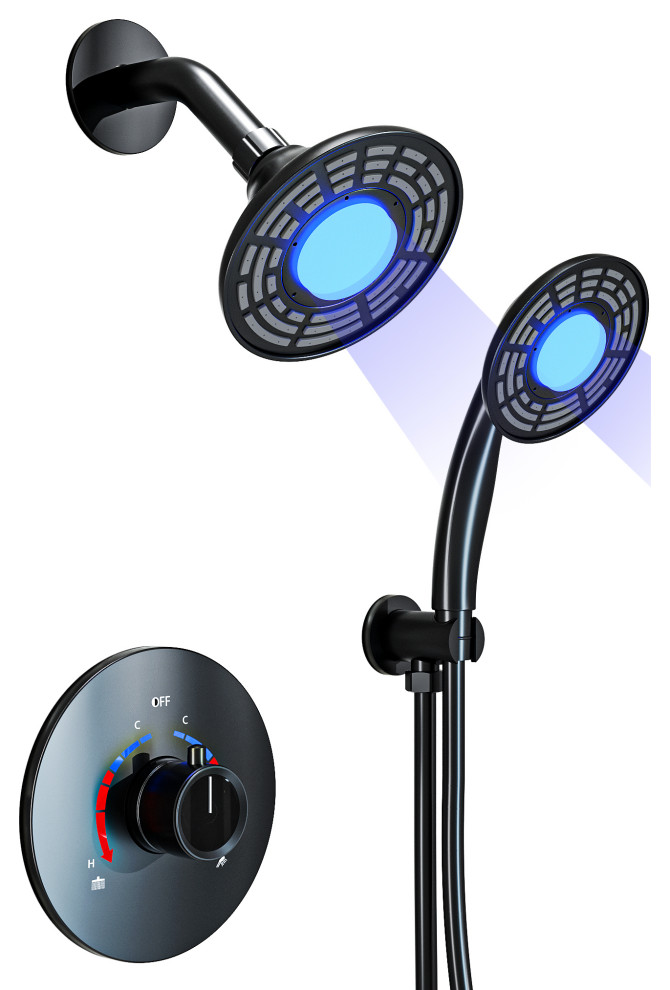 LED Shower System Pressure Balanced Dual Shower Heads with Roughin