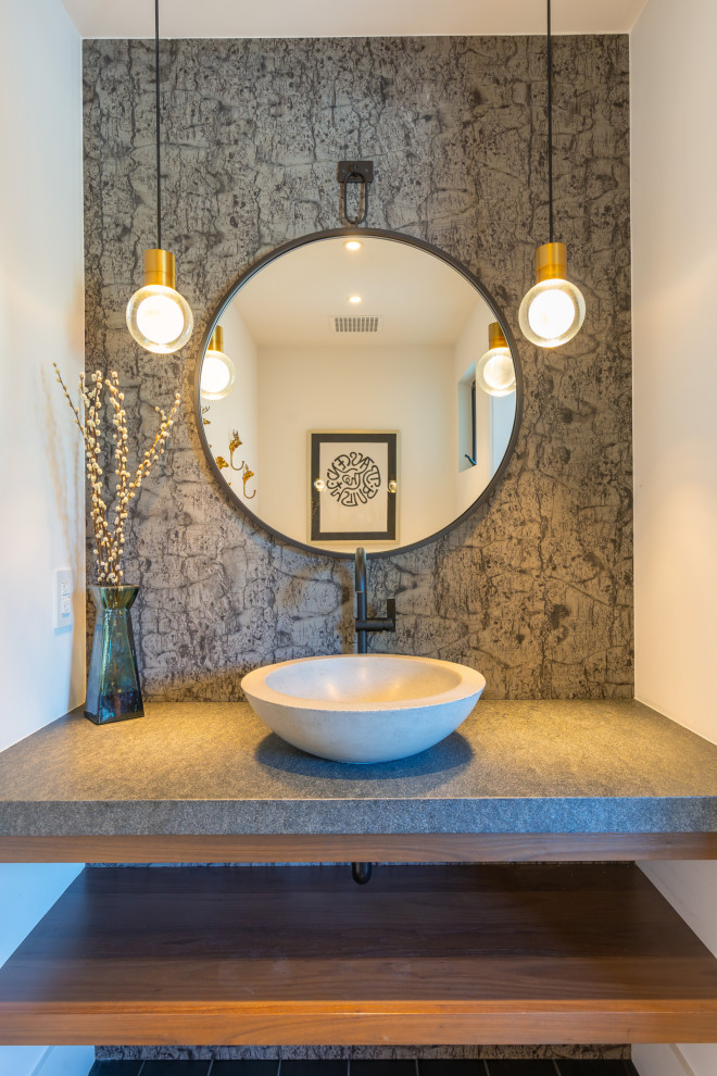 Example of a trendy powder room design in San Francisco