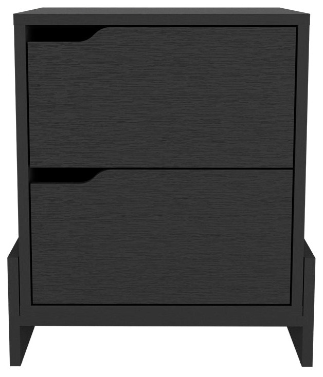 Nightstand Brookland, Bedside Table with Double Drawers and Sturdy Base