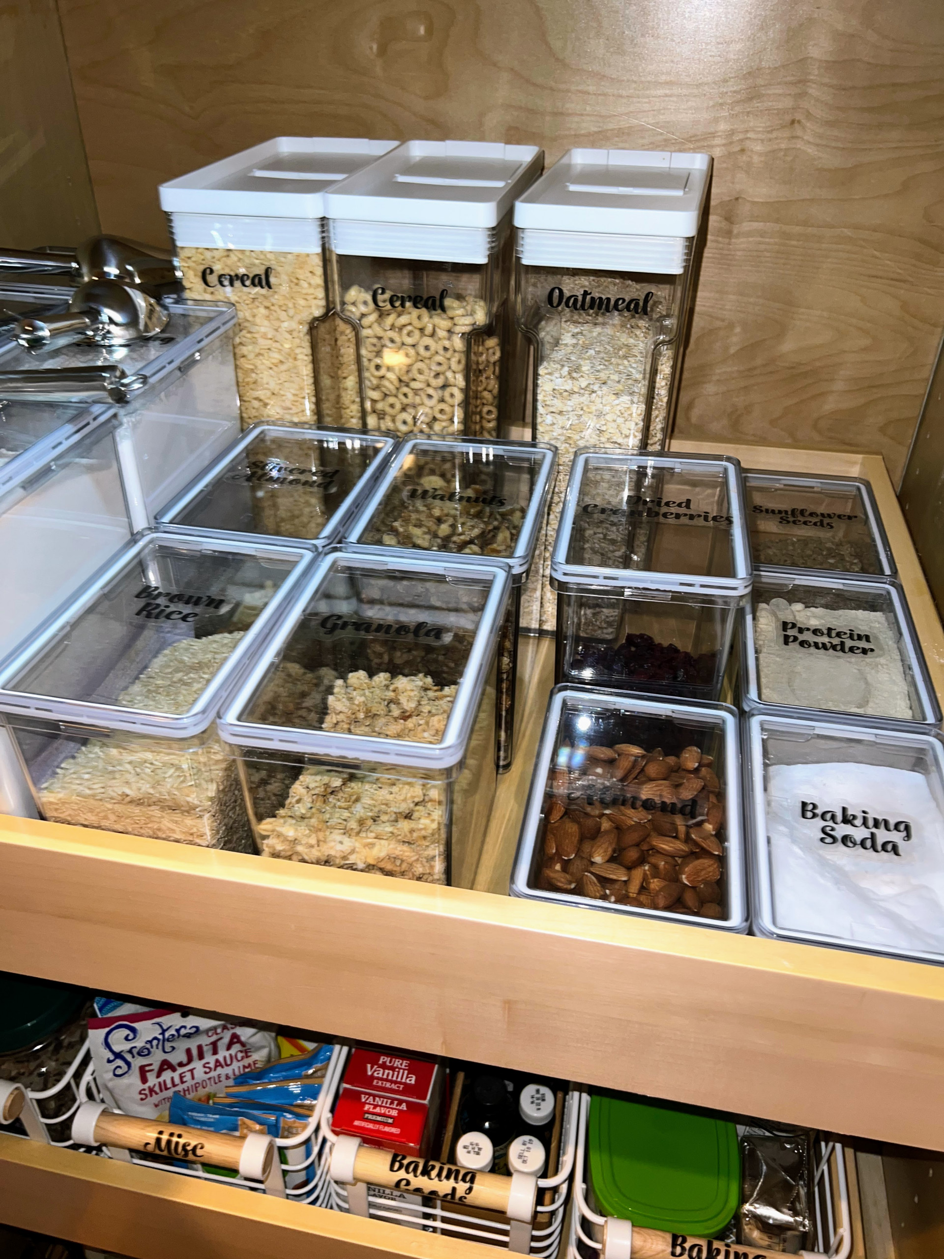 Labeled Pantry Containers w/ Dry Goods