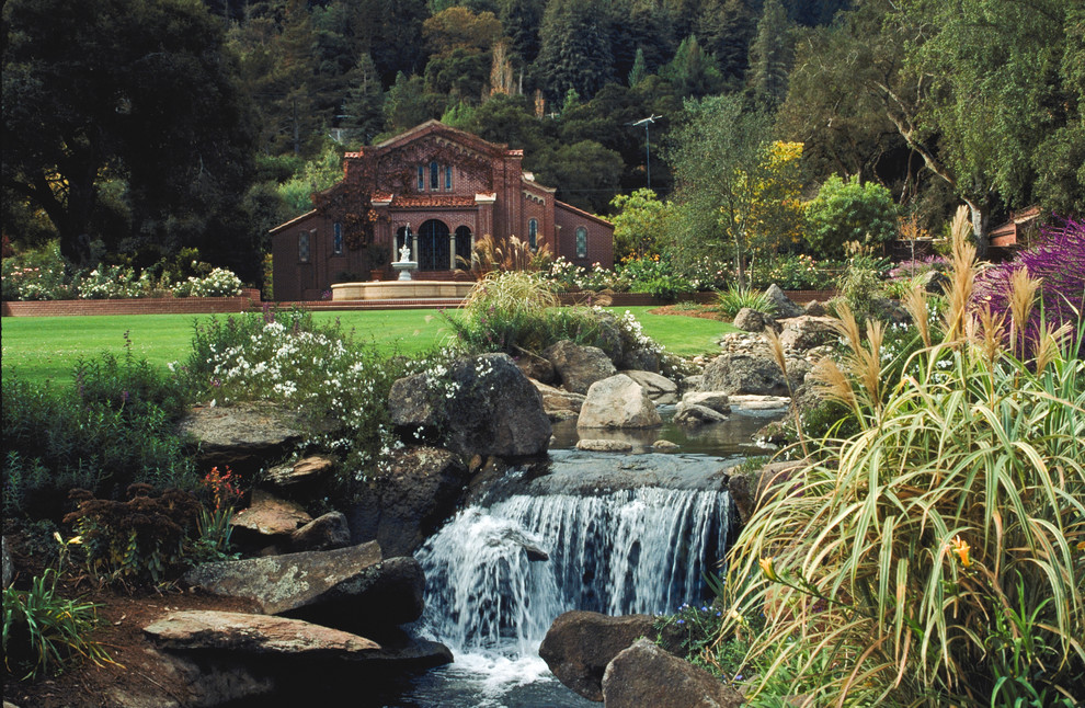 This is an example of a traditional garden in Other with with waterfall.