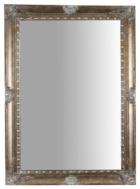 Baroque Wall Mirror, Antique Silver, 80x110 cm