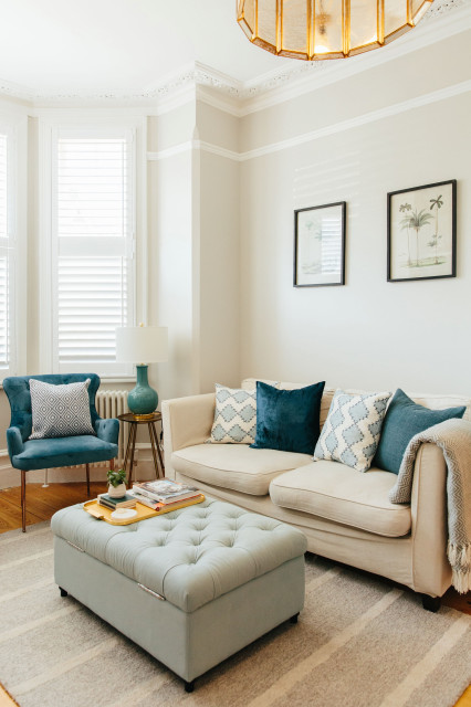 A modern refresh of a Victorian property transitional-living-room