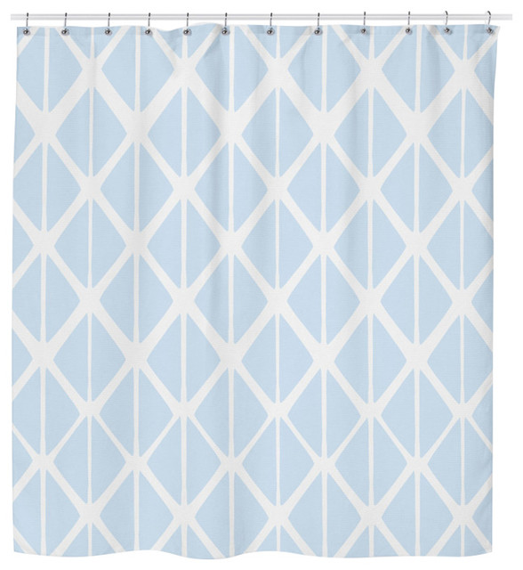Blue Geometric Shower Curtain Contemporary Shower Curtains by