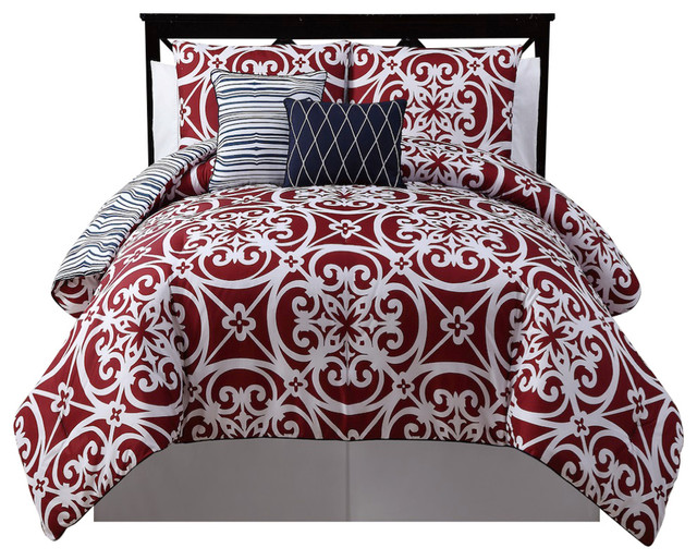 Antalya Red 5-Piece Comforter Set, King