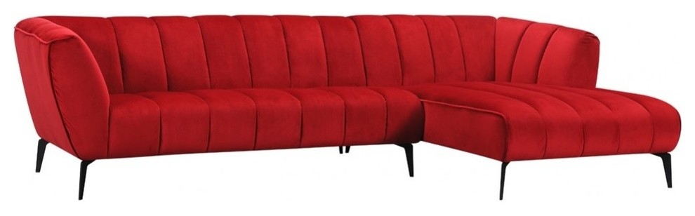 Divani Casa Morton Red Fabric Sectional Sofa