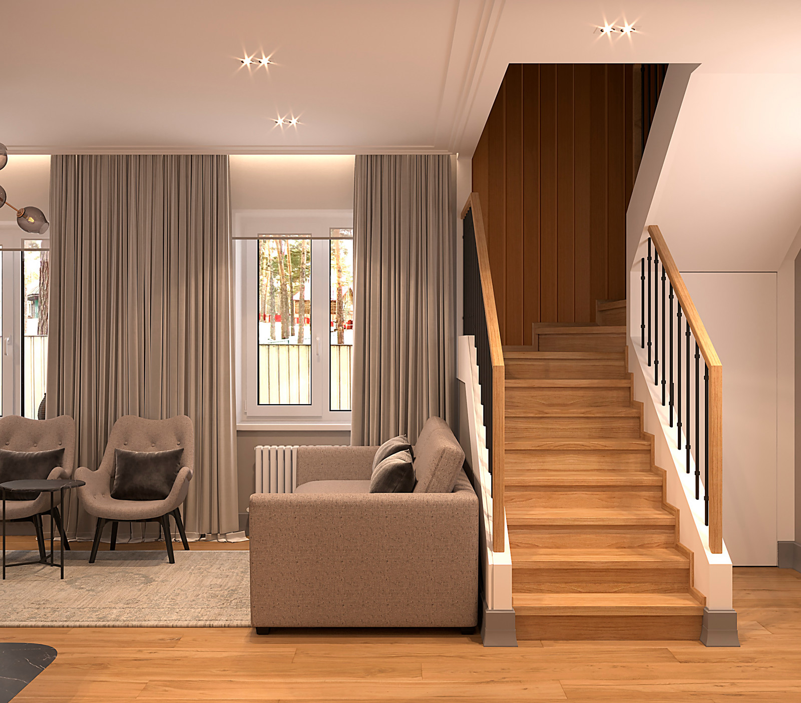 Гостиная, лестница