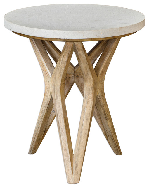 Marnie Limestone Accent Table Midcentury Side Tables And End Tables