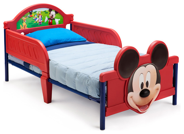 Safe Cute Low Profile Plastic Metal Mickey Mouse Toddler Bed Children Furniture