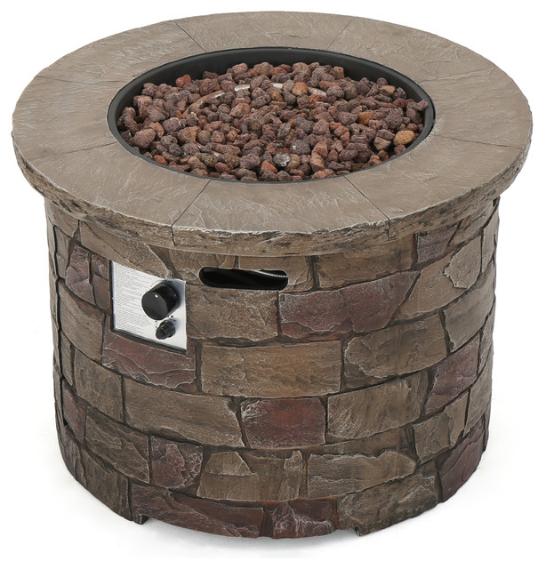 Stonecrest Outdoor Stone Finish 40,000 BTU Propane Gas Firepit Rustic