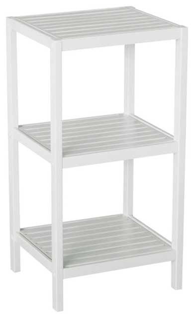 Gallerie Decor Natural Spa 3-Shelf Transitional Bamboo Tower in White