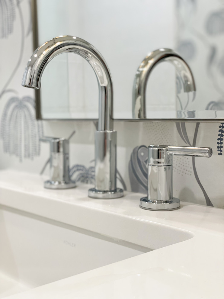 Blue Bird Bathroom | Greenwood Village, CO | Boho Modern