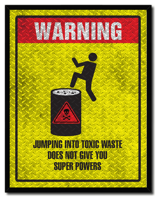 Spotcolorart Warning Jumping Into Toxic Waste Warning Sign, Canvas