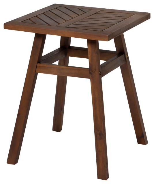 Vincent Patio Wood Side Table, Dark Brown Transitional Outdoor Side
