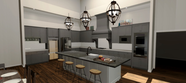 Kitchen 3D render transitional-rendering