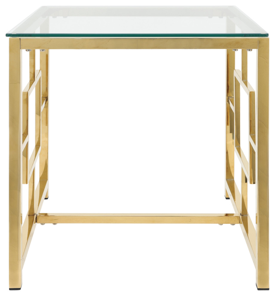 Sagebrook Home Gold Metal/Glass Accent Table Contemporary Side