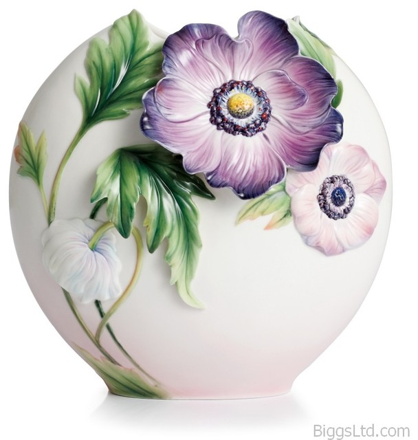 Franz Porcelain Collection Anemones Vase Med